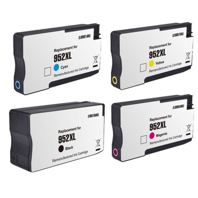 Remanufactured HP 952XL Black / 952XL Cyan / 952XL Magenta / 952XL Yellow ( F6U19AN ) Multicolor Discount Ink Cartridge